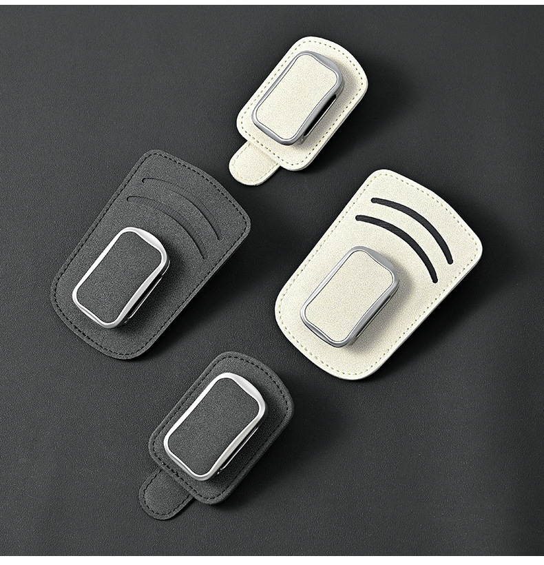 New car glasses holder, multifunctional leather glasses rack for vehicle, dual-style sun visor sunglasses and ticket storage clip