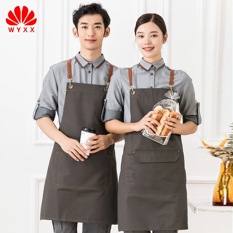 Фартук домашний кухонный парусиновый утолщенный износостойкий дизайн ногтей кафе магазин чая с молоком модная рабочая одежда вышитая печать логотипа