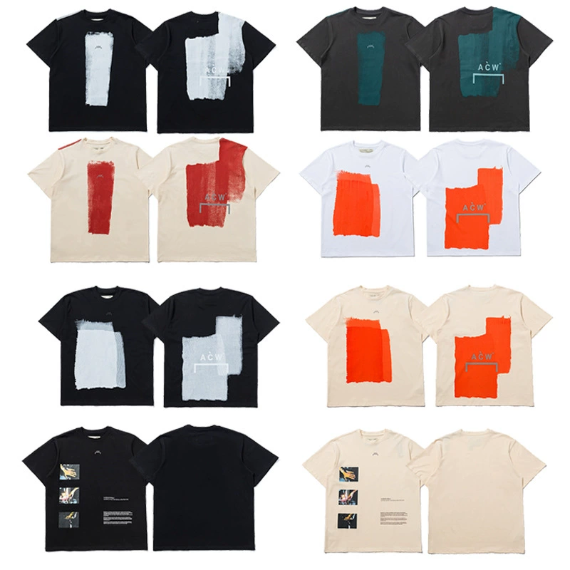 Правильная американская нишу ACW холодная стена A COLD WALL граффити блок принт свободный короткий рукав High Street футболка мужчина