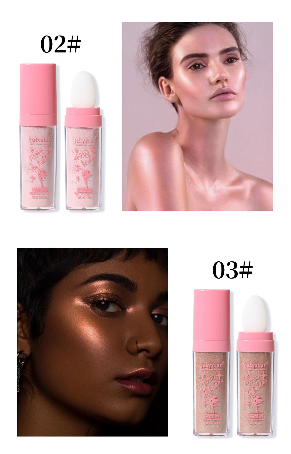 Cross-border Fairy Highlighter Pat Powder Set: Natural, three-dimensional, brightening face, contouring body, Highlighter powder, Highlighter stick undefined