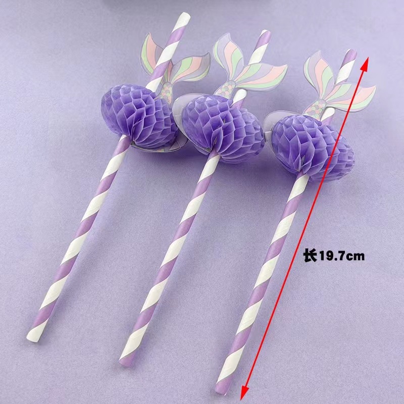 Nuevo cm creativo tridimensional panal sirena forma decoración papel desechable paja