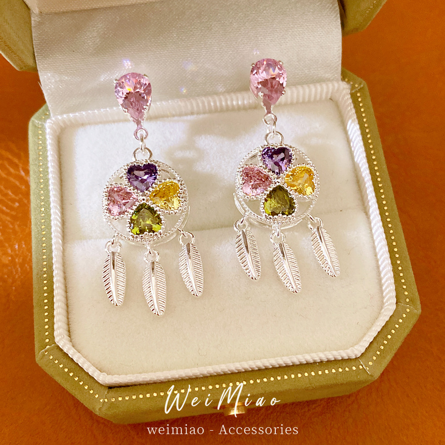 Aguja de plata circular flor de la suerte borda pendientes de aretes de estilo de palacio retro lujoso ligero joyas de orejas de alta calidad
