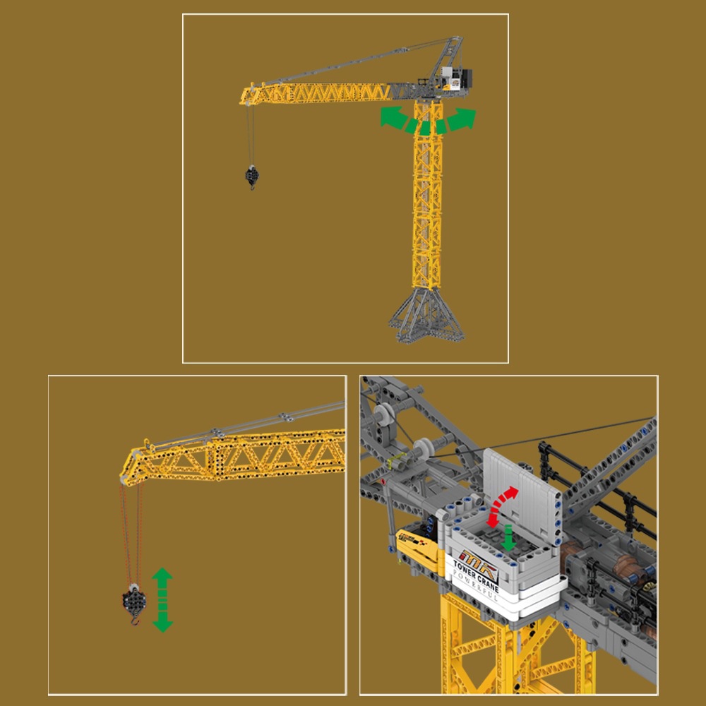 Gran ingeniería de construcción de alta dificultad de Yuxing 17096 grúa torre de pluma eléctrica de control remoto juguetes para niños