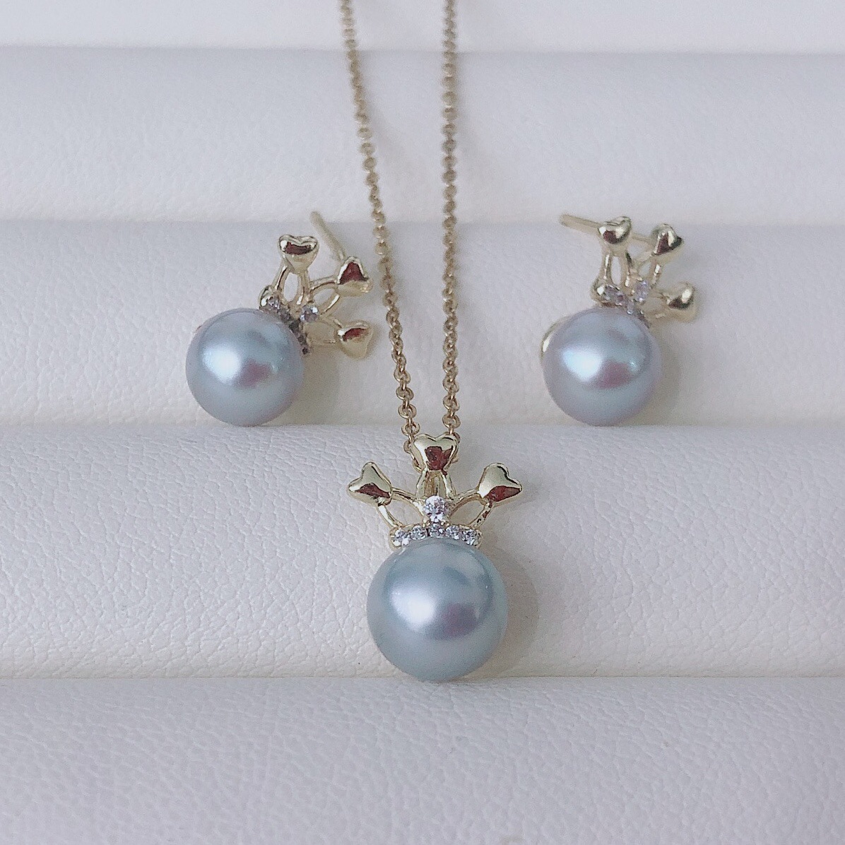 思千源s925海水真多嘛皇冠款经典简约款项链耳钉套装独立包装|ms