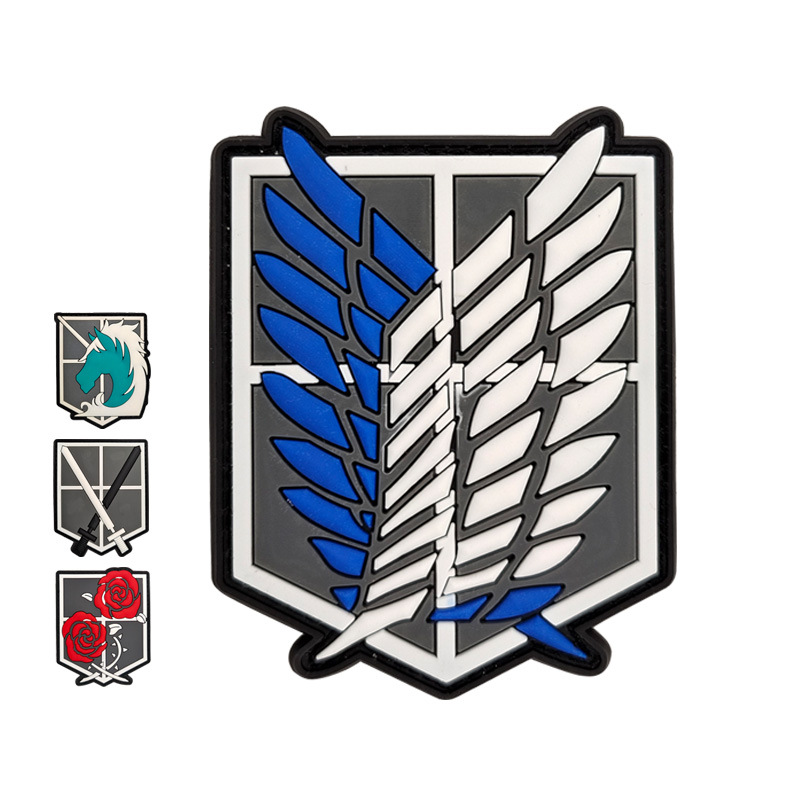 Wings Of Freedom3 DPVCRubber Velcro Badge Japanese Anime Attack On Titan Armband Survey Corps