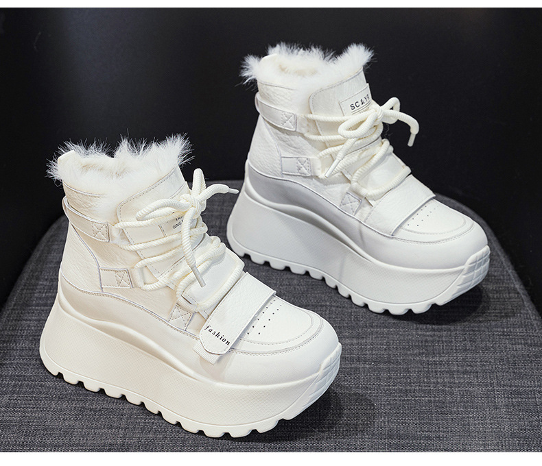 Giày sneaker nữ đế dày tăng chiều cao cổ cao lót lông mùa đông phong cách thể thao đa năng — 5012-1 lông nâu, 5012 lót trắng, 5012-1 lông trắng, 5012 lót nâu chi tiết 28