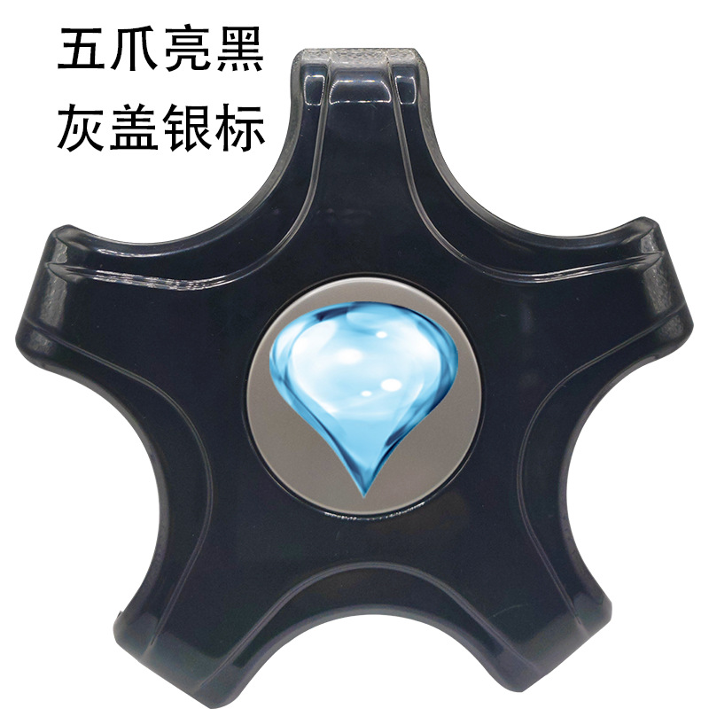 Wheel Hub Center: Tesla Hub cover - gloss-black-gray-cap-silver-logo-set-of-4