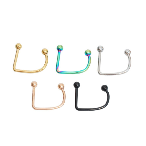 Cross-border supply European and American stainless steel U-shaped lip nails and lip rings, round-headed versatile titanium steel lip ornaments without holes, jewelry wholesale
