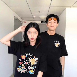 Summer Pure Cotton Short-Sleeved T-Shirt Couple Wear Lazy Style Loose Niche Design Tops for Men and Women Student Trendy Class Uniforms