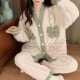 Coral Fleece Winter Pajamas Women's Autumn and Winter Instagram Style Small Chanel Style Cartoon Strawberry Bear Outer Wear Dormitory Flannel Home Clothes