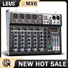 LEUSMX6 6チャンネルミキサー 携帯電話・パソコン対応 AudioMixer99DSPエフェクト搭載 プロ仕様 ポータブルミキサー