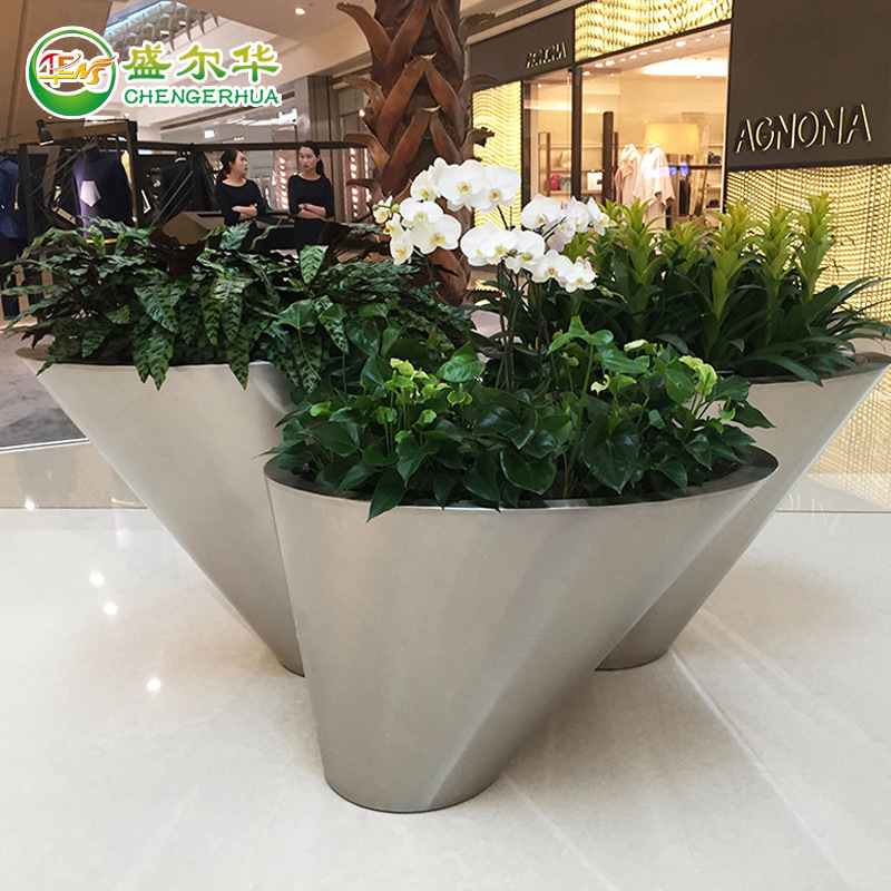 Creative FRP Shopping Mall Sales Office Flower Pot Model Room Flower Vase Floor Flower Vat Decoration Hotel Flower Pot