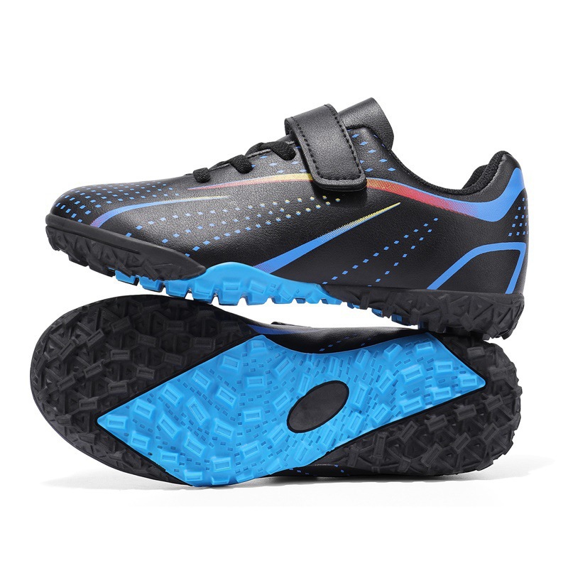 Tenis de Fútbol Infantil Turf de Caucho y TPU con Amortiguación y Cierre de Velcro para Césped Natural y Artificial