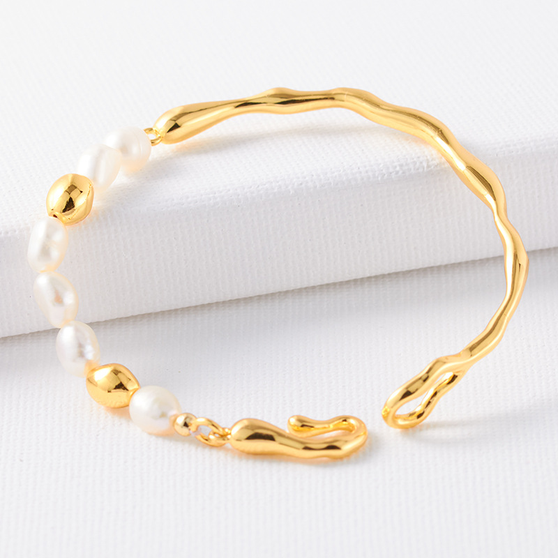 18K Gold Plated Plating Material Elegant Irregular Freshwater Pearl Brass 18K Gold Plated In Bulk