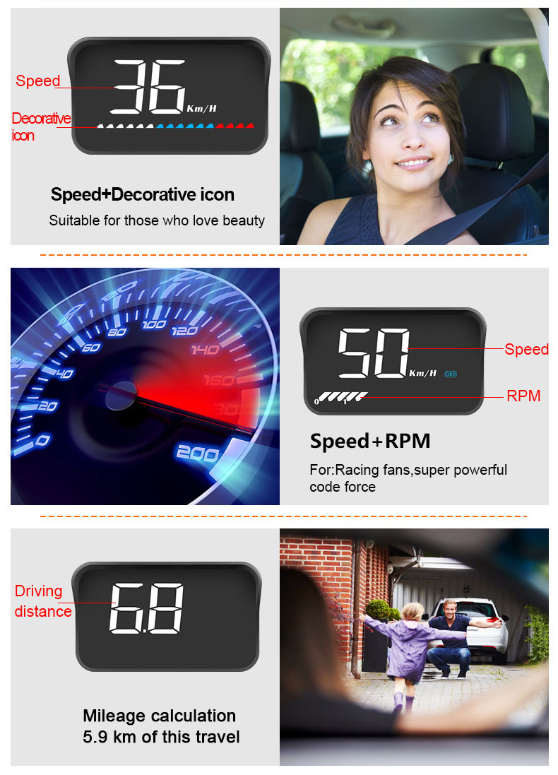 Cross-border best-selling car HUD head-up display OBD+GPS dual-system intelligent high-definition multifunctional on-board computer