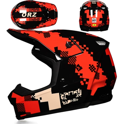 Bike Full-Face Helmet Detachable – Motorcycle Safety Supplies - red-mosaic-s