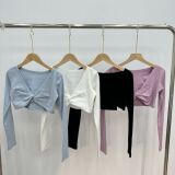 Новый чистый стиль с длинными рукавами с короткими рукавыми рукавами.