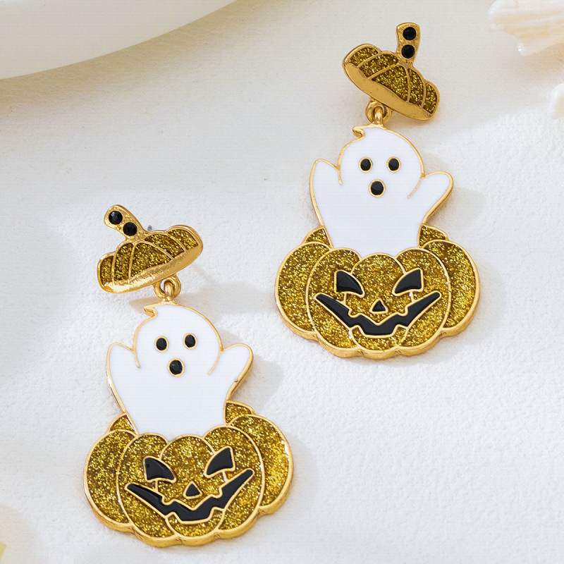 ヨーロッパとアメリカのクロスボーダーレディースハロウィンファッションさまざまなシンプルなニッチデザイン新しいゴーストイヤリングパーティーパーティー|undefined