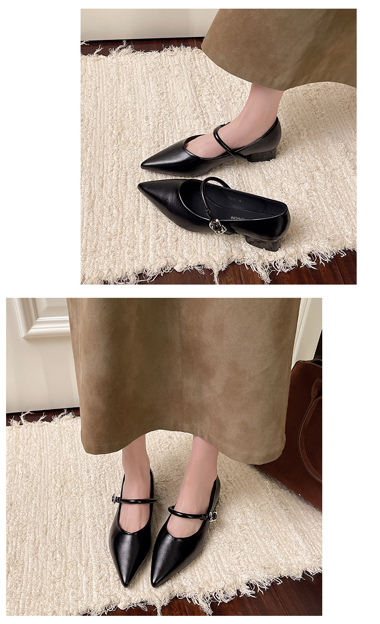 Damen Mary Jane Schuhe Mit Blockabsatz Rote Spitzschuhe_voghion.com