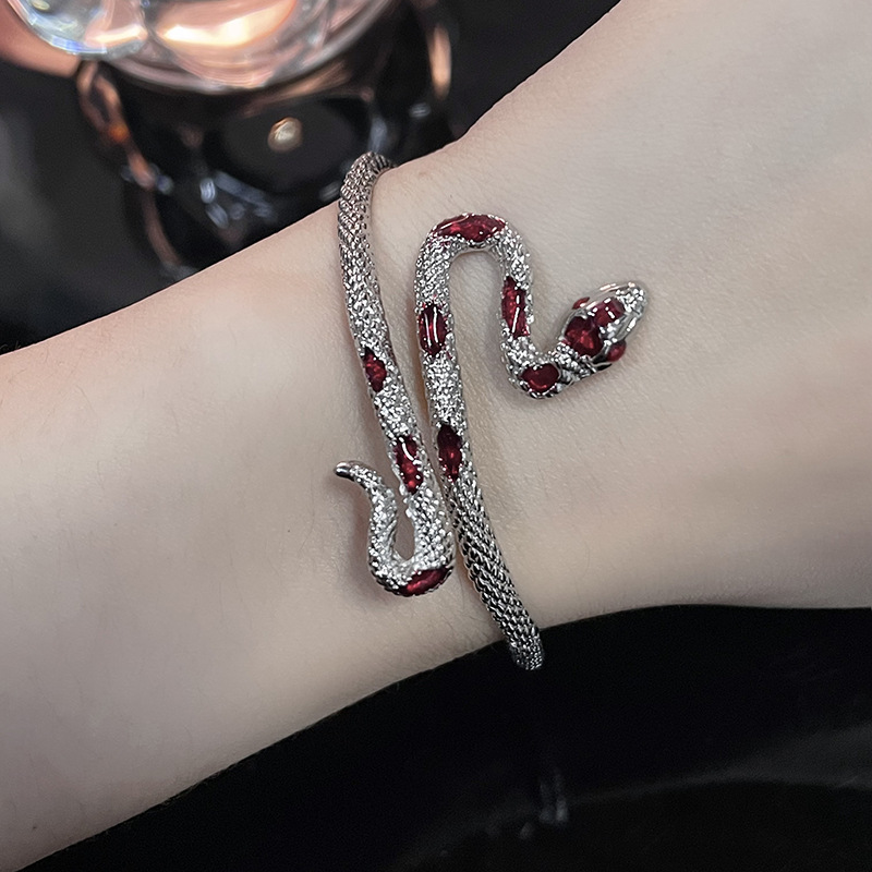 Enamel Design Elegant Snake Alloy Enamel Silver Plated Women's Bangle