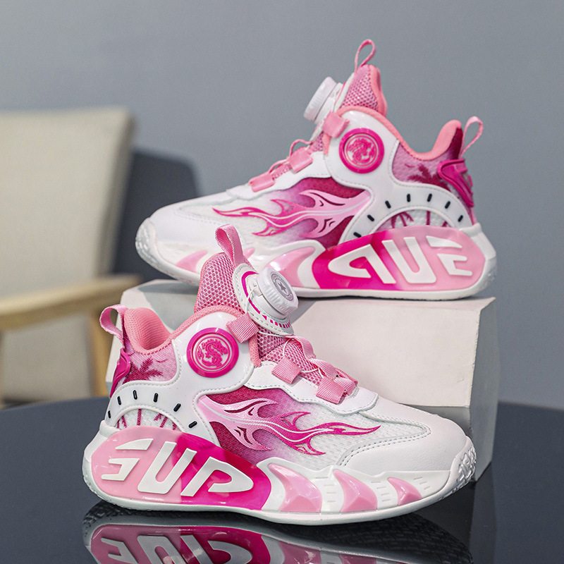 Zapatos de baloncesto para niños botones de fricción sonora primavera y otoño zapatos de entrenamiento de cuero para niños y niñas nuevos zapatos para correr