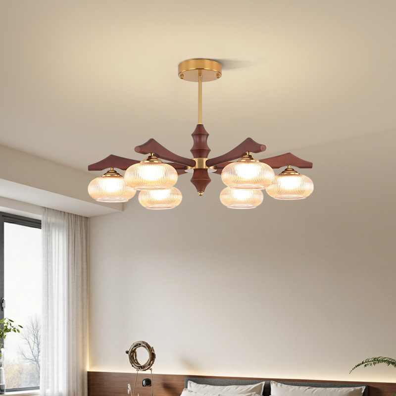 Lámpara medieval alta nueva lámpara de dormitorio de madera maciza antigua madera duraco color americano nuez nuez Zhongshan