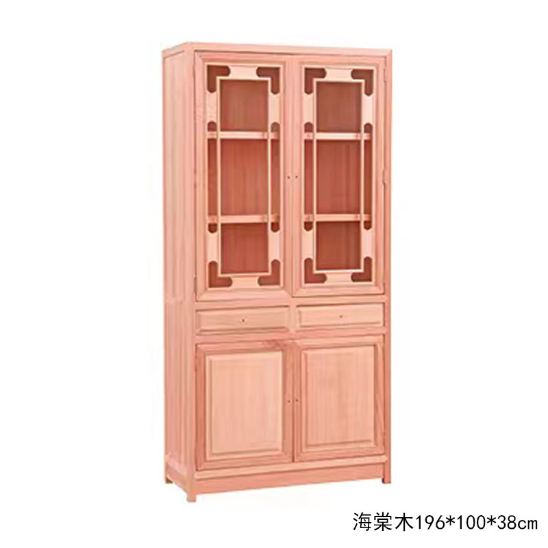 White Crop Solid Wood Bookcase Classical New Chinoiserie Bogu Rack Office Home Storage Rack Shelf Living Room Duobao Grids