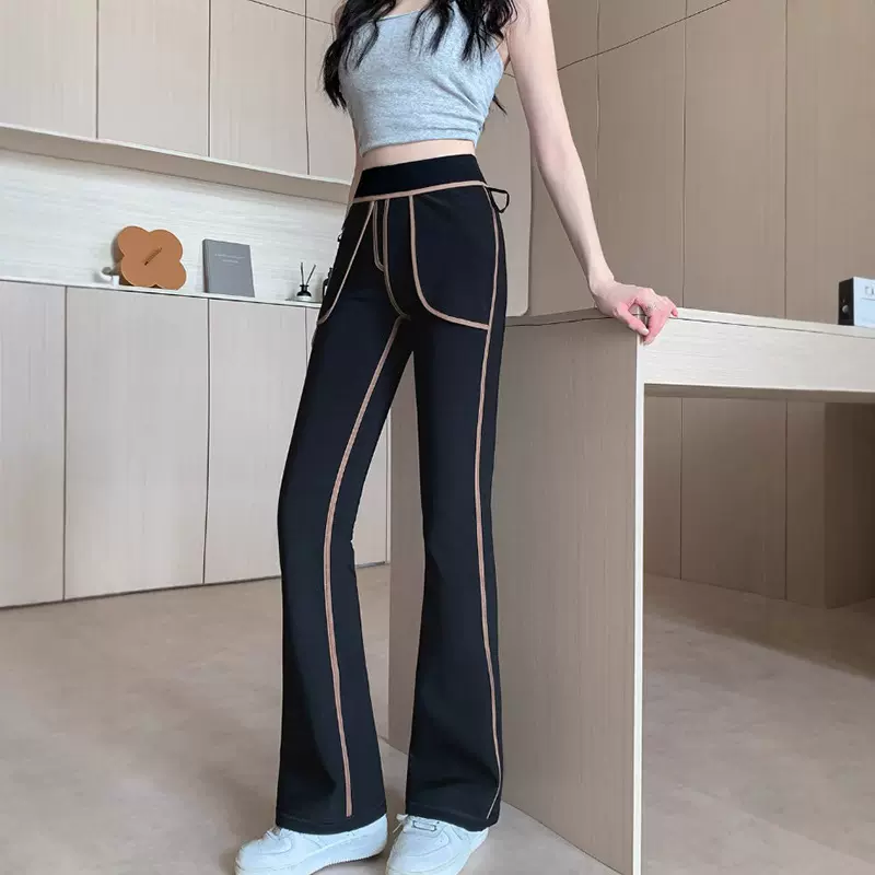 秋冬新款长裤运动休闲微喇叭裤辣妹全包边修身显瘦瑜伽裤人鱼裤