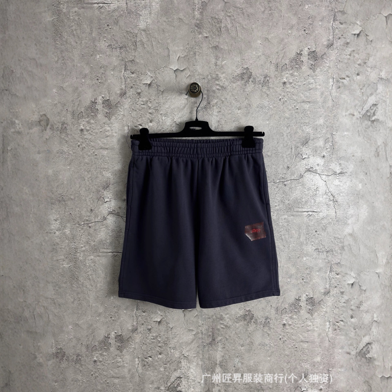 Paris B Brand Red Tape Letter Embroidery Casual Shorts Unisex Versatile Straight-Leg Sports Beach Shorts