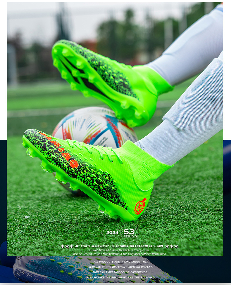 Botas de fútbol AG Long para hombre, para estudiantes, adultos, para exteriores, césped, competición, entrenamiento, con clavos rotos_voghion.com