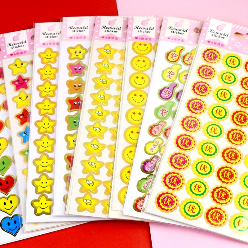 1 пакет из 6 наклеек для детского сада для раннего образования, наклейки для звезд любви смайлик будет хорошим маленьким яблоком для мальчиков и девочек