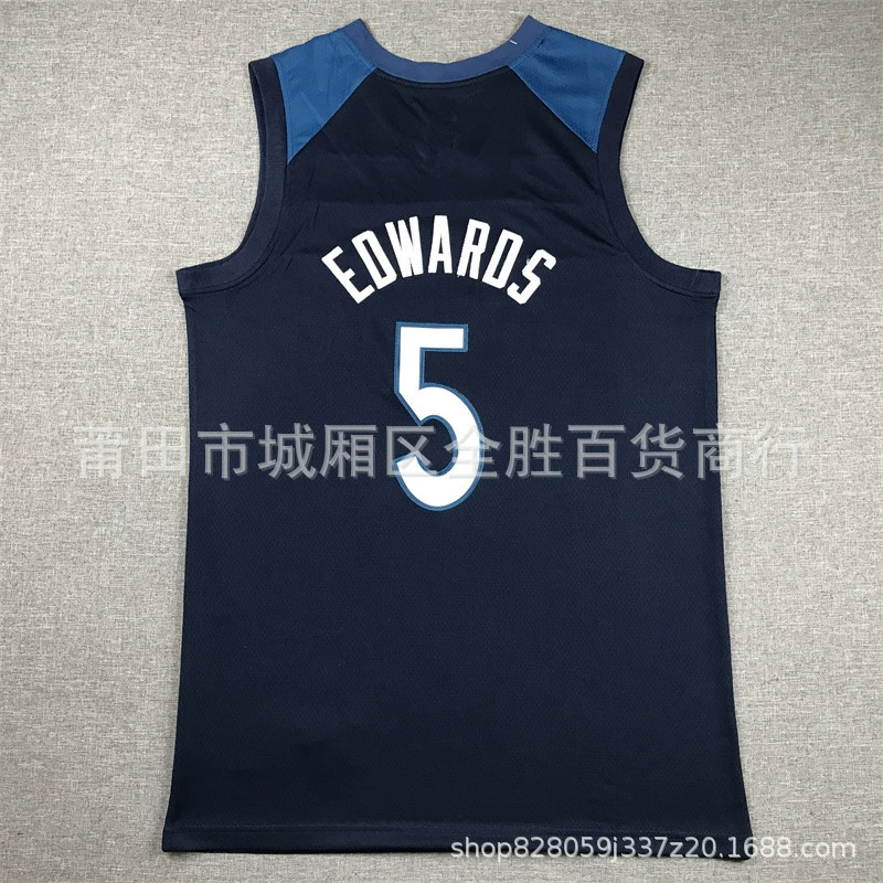 Timberwolves#5 Edward EDWARDS embroidered retro basketball suit Wolves Jersey