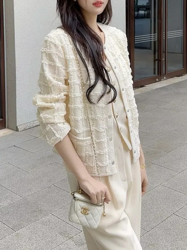 哥家商场同女装2025秋季时尚气质百搭显瘦小香风肌理感外套|undefined