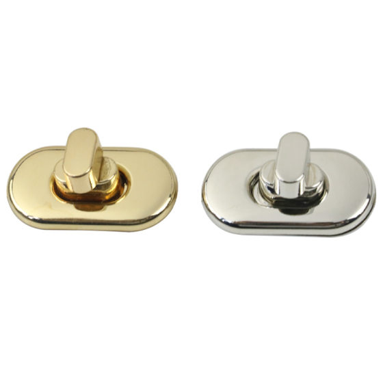 Wholesale metal iron denier lock shallow gold white lat Oval twist lock luggage hardware accessories lock buckle