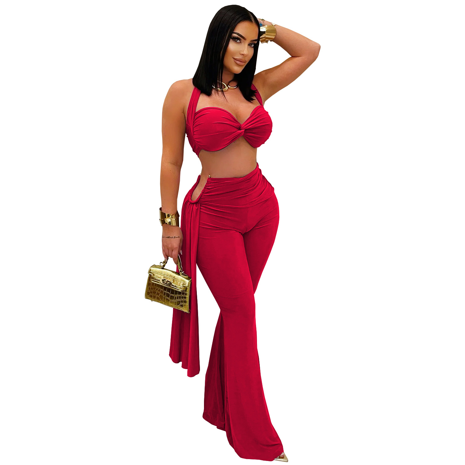 C7485 Aliexpress transfronterizo Amazon Europa y América ropa de moda femenina sexy verano correa de pecho conjunto de pantalones nuevos