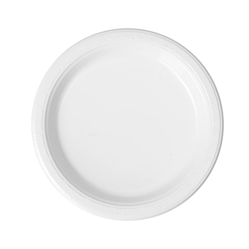 Transfronterizo de 7 pulgadas de 9 pulgadas PS redondo placa de plástico desechable barbacoa Placa de grado alimenticio placa redonda Placa de fiesta de picnic