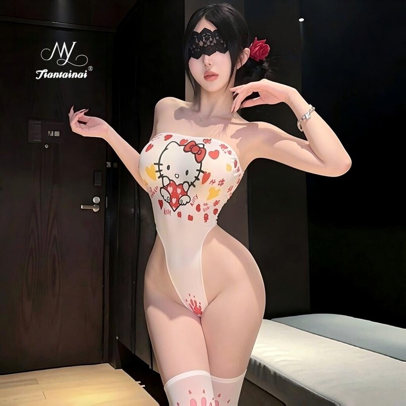 Sexy lingerie, sexy kitty, pure desire cat uniform, plus-size open-crotch set, seductive women's flirtatious erotic lingerie