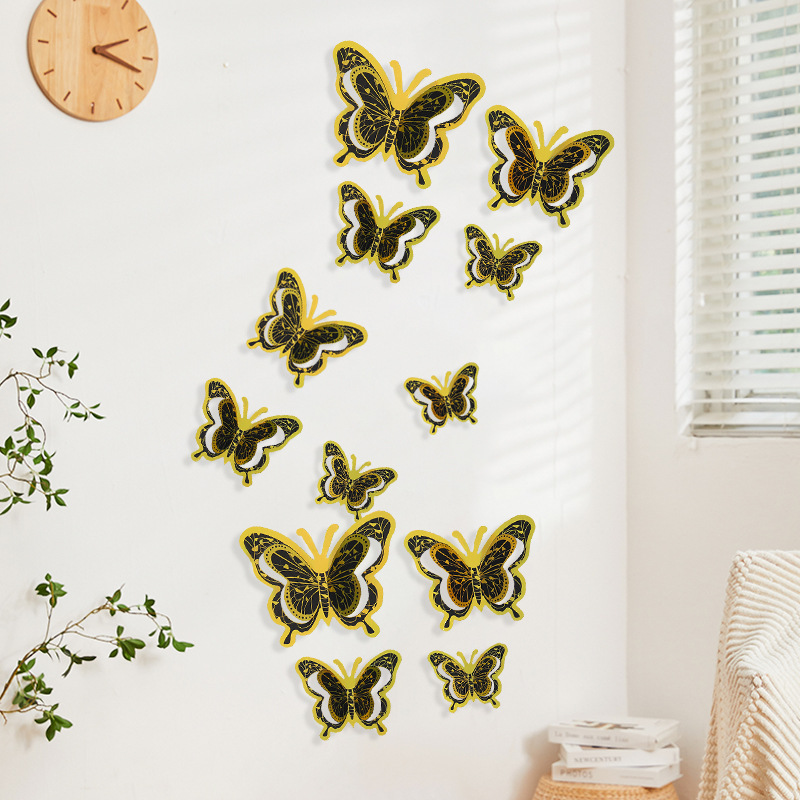 Stickers muraux 3d papillon doré décoration adhésive maison_voghion.com