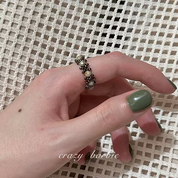 Vintage Feel! Retro Natural Stone Woven Ring with Adjustable Elastic Band, New Simple Hand Accessory for Women, Stackable Rings