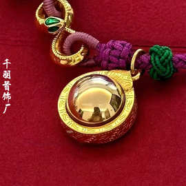 泰国佛庙古巴习翁90金工艺吸钱星吊坠符文项链原创设计镀金锁骨链