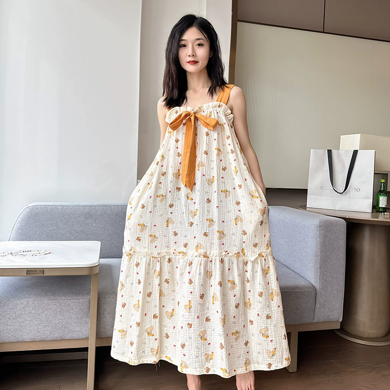 Летнее хлопковое slip dress, тонкая пижама для мамы, большой размер, свободный крой