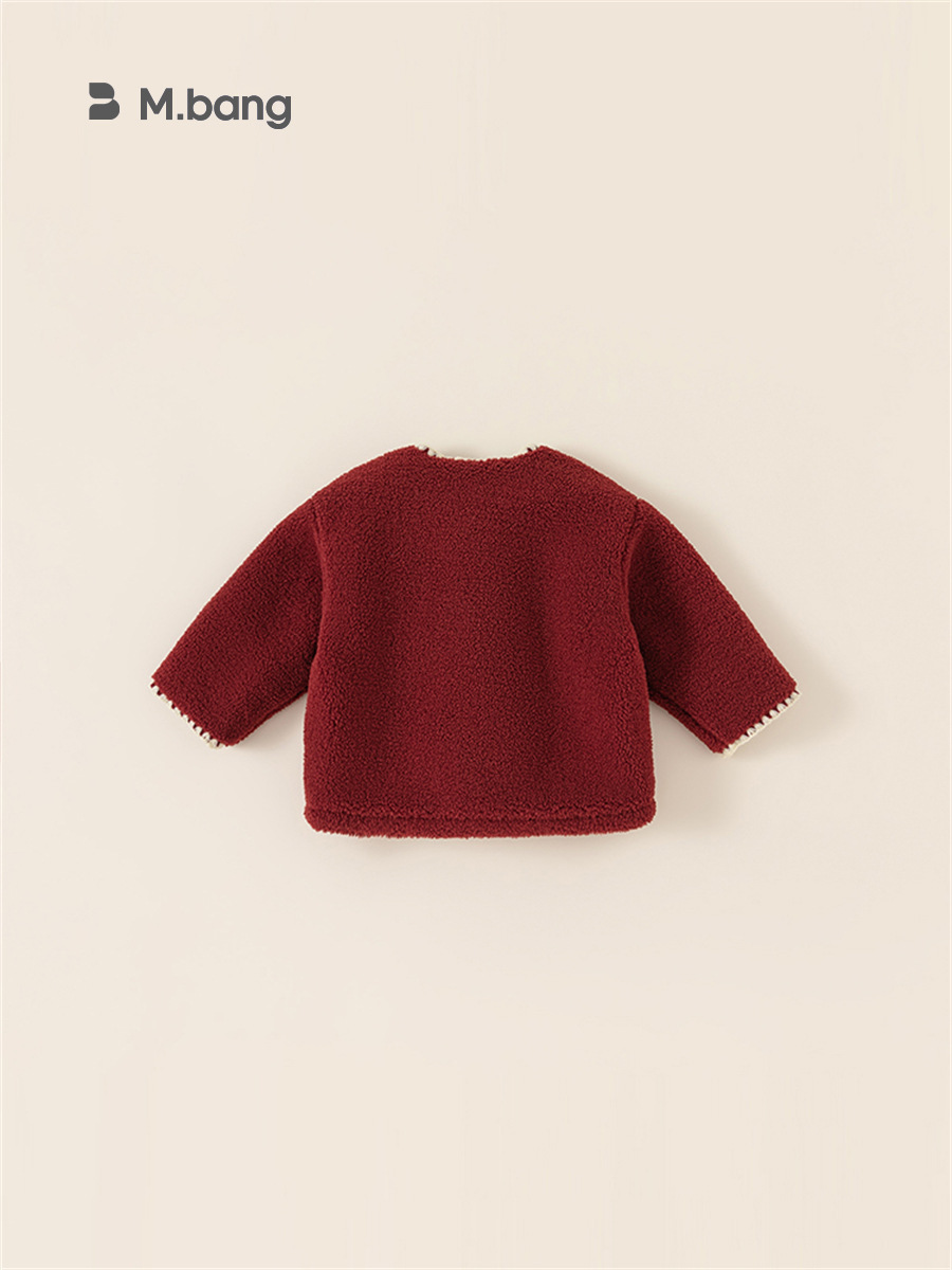 Ropa infantil Youbao, top rojo navideño para niñas, estilo Chanel, acolchado y grueso, ropa para bebés