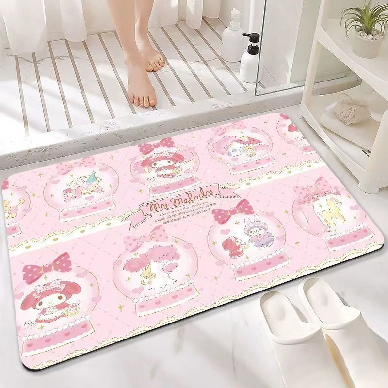 Sanrio Melody Cartoon Diatom Mud Bathroom Absorbent Floor Mat Non-Slip Water-Absorbent Quick-Drying Cute Bathroom Foot Mat Sanrio Melody Cartoon Diatom Mud Bathroom Absorbent Floor Mat Non-Slip Water-Absorbent Quick-Drying Cute Bathroom Foot Mat