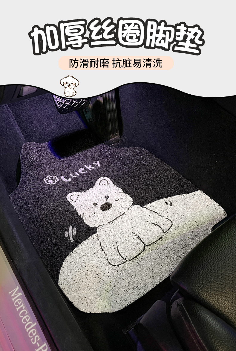 Car Floor Mat Wire Ring Universal Single Piece Main Driver Carpet Cute Ladies Floor Mat Anti-Dirty Anti-Slip Protective Mat Car Mat