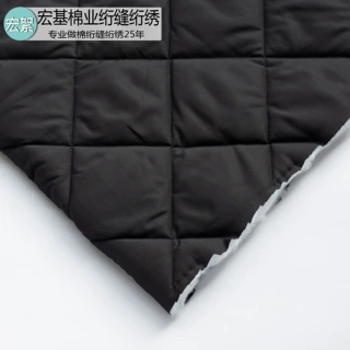 绗缝夹棉 间棉 15*15菱形格舒美绸喷胶棉布料绗缝绗绣秋冬棉服面
