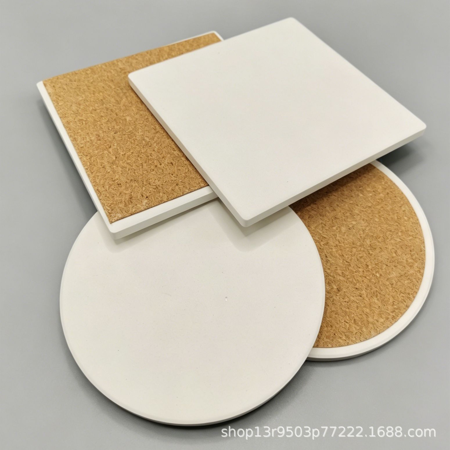 Ceramic Coaster Blank Plain Round Water-Absorbent Non-Slip Cork Corner-Cut Car Coaster Ceramic Coaster White Blank