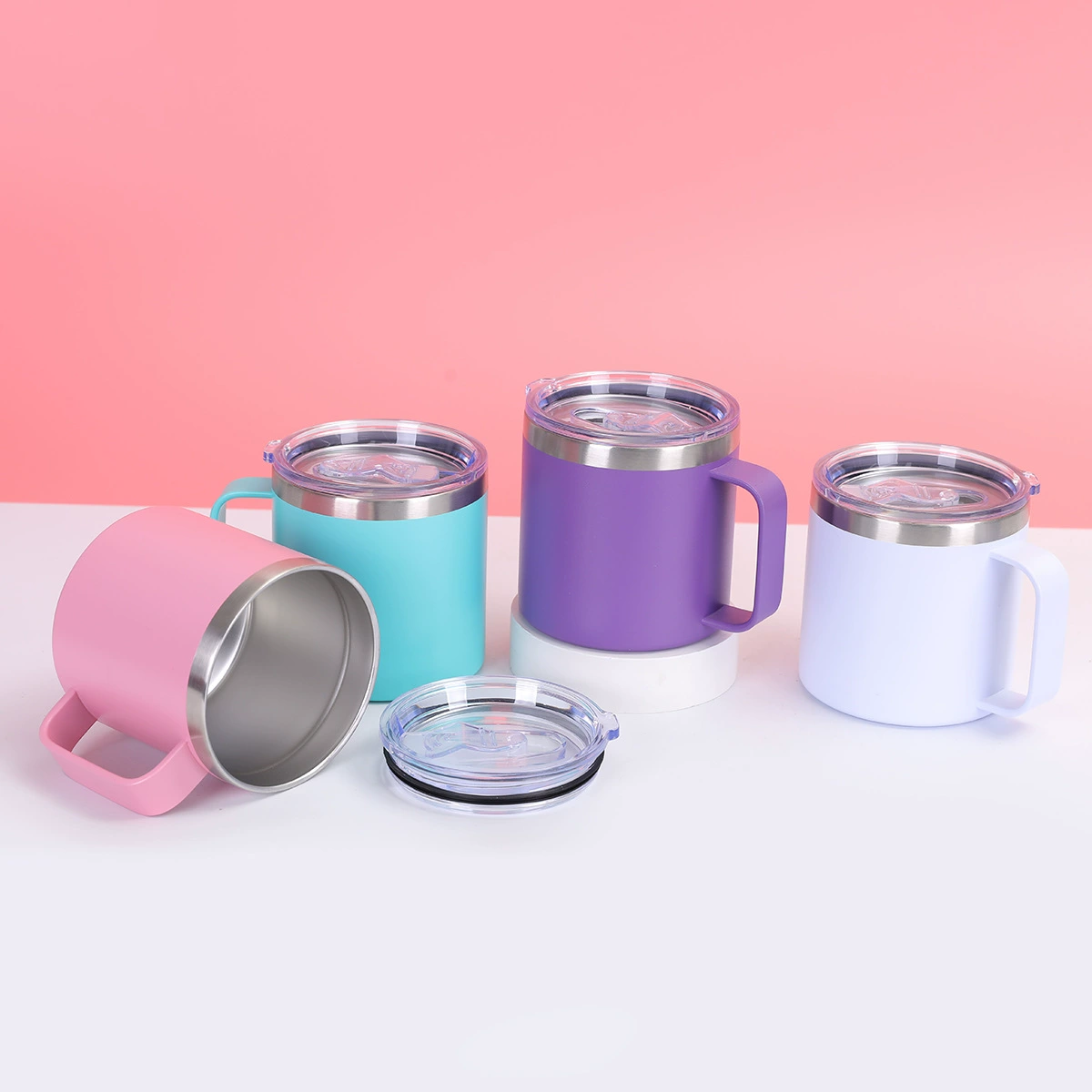 Кофе чашка двойной слой ручка нержавеющая сталь, Amazon, 14 oz, оптовая