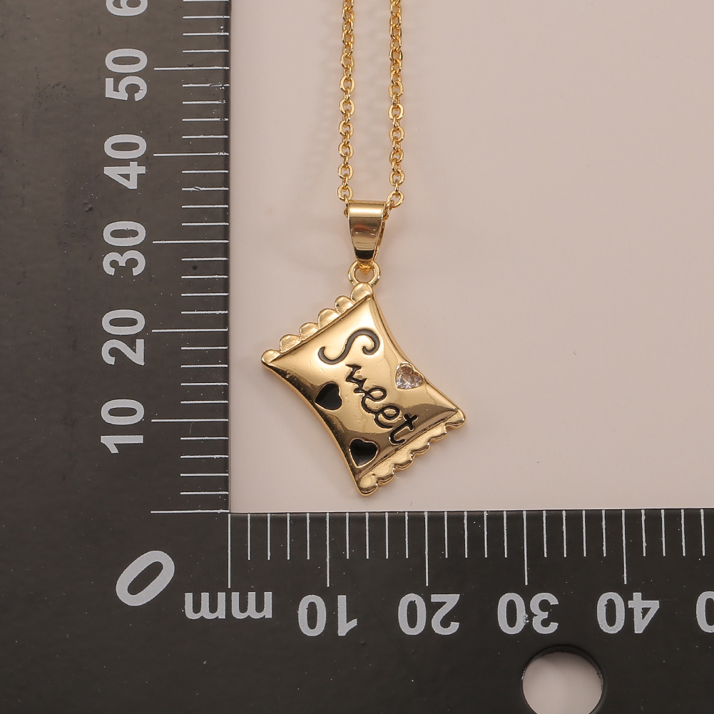 Sweet Simple European And American Fashion Jewelry Copper Plated Real Gold Drop Oil Candy Pendant Retro Personality All Match Necklace For Women display picture 1