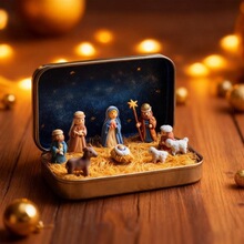 Mini Christmas Nativity Set in Tin Box�����}�Q�}�Q�R�����b