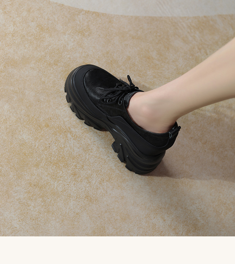 Giày cao gót nữ đế xuồng platform da thật phối màu phong cách Anh quốc, gót 14 cm — Xanh lá cây nhạtcolor chi tiết 8